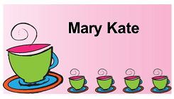 Tea Party Place Card with Teapot and Cups